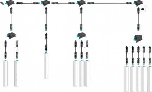 Vorkonfektionierte Parkhausbeleuchtung realisiert mittels RST® Rundsteckverbinder