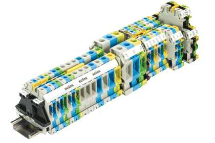 Terminal blocks with screw, tension clamp or push-in connection