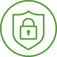 Grünes Schild mit Vorhängeschloss – Symbol für erweiterte Security und Manipulationsschutz