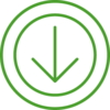 Grünes Download-Symbol mit Pfeil nach unten für samos PLAN6 Software.