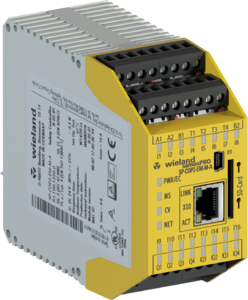 samos® PRO MOTION Sicherheitssteuerung von Wieland mit Ethernet-Port und Klemmanschlüssen.