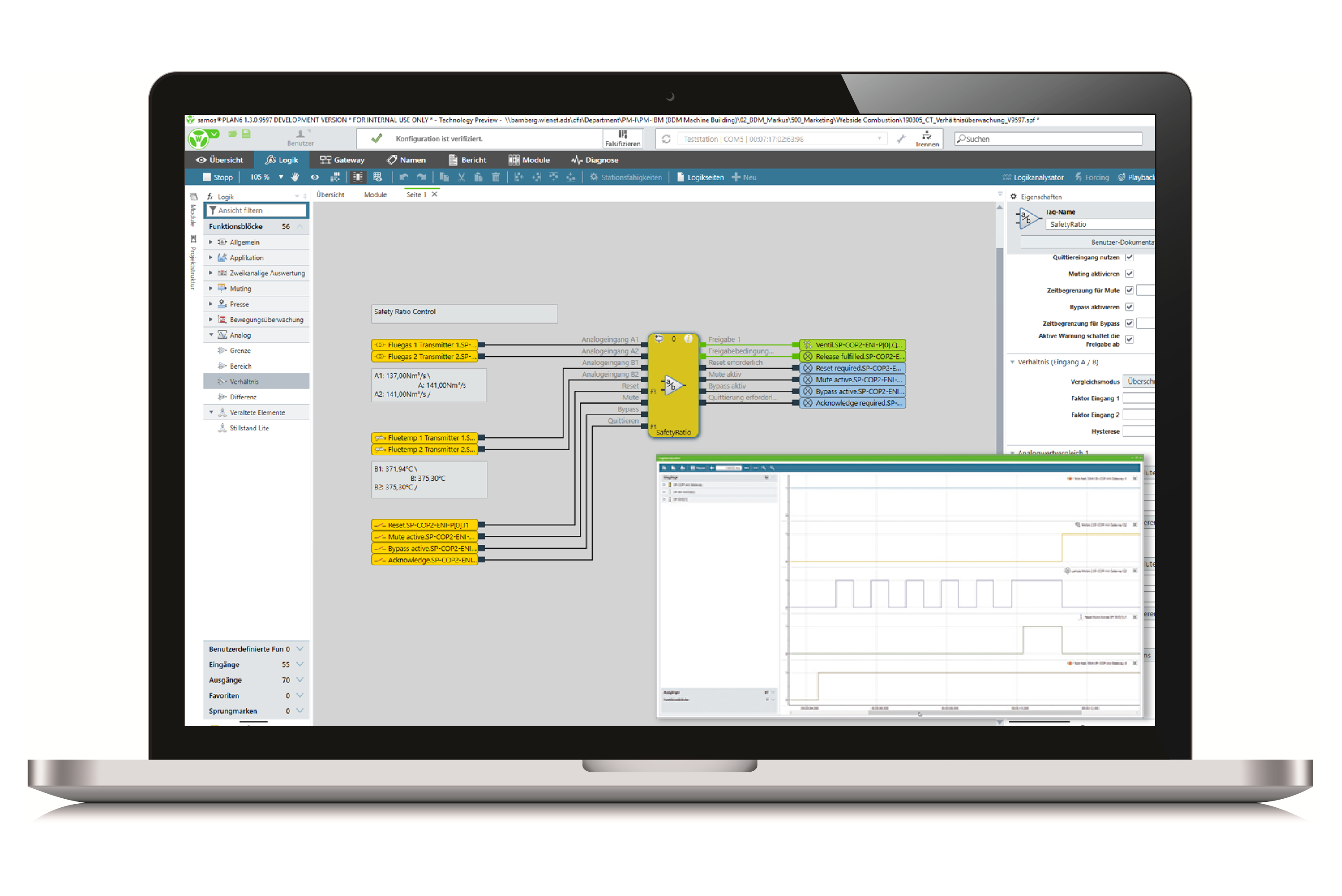Simulate, validate, verify safety functions in samosPLAN 6
